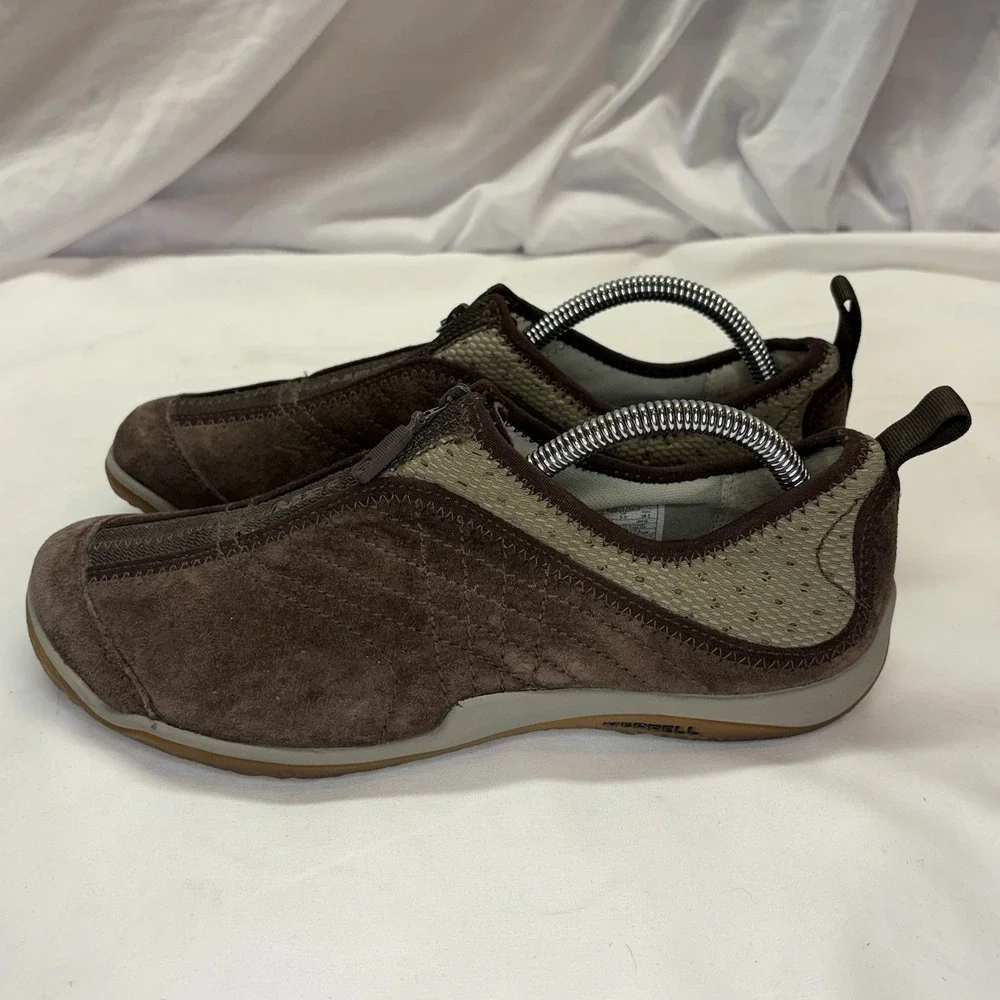 Merrell Lorelei Minimalist Brown Suede Performance Zip Shoes Size 8